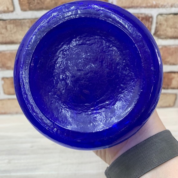 Vintage Cobalt Blue Ribbed Glass Bud Vase Genie Bottle MCM Decor - Picture 6 of 6